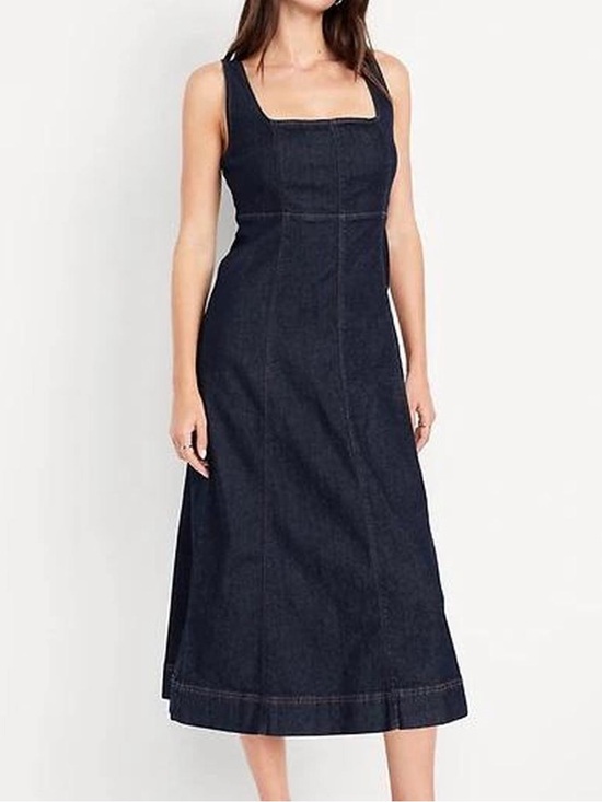 Old Navy Dresses & Skirts - Dark Indigo Denim Square-Neck Midi Dress
